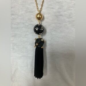 J Crew Gold and Black Tassel Necklace